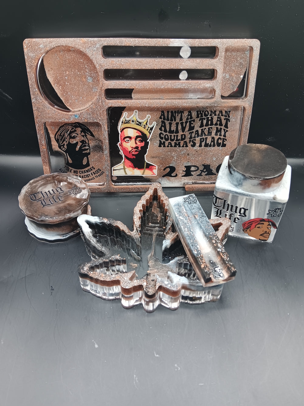 5 Piece Graphic Rolling Tray Set