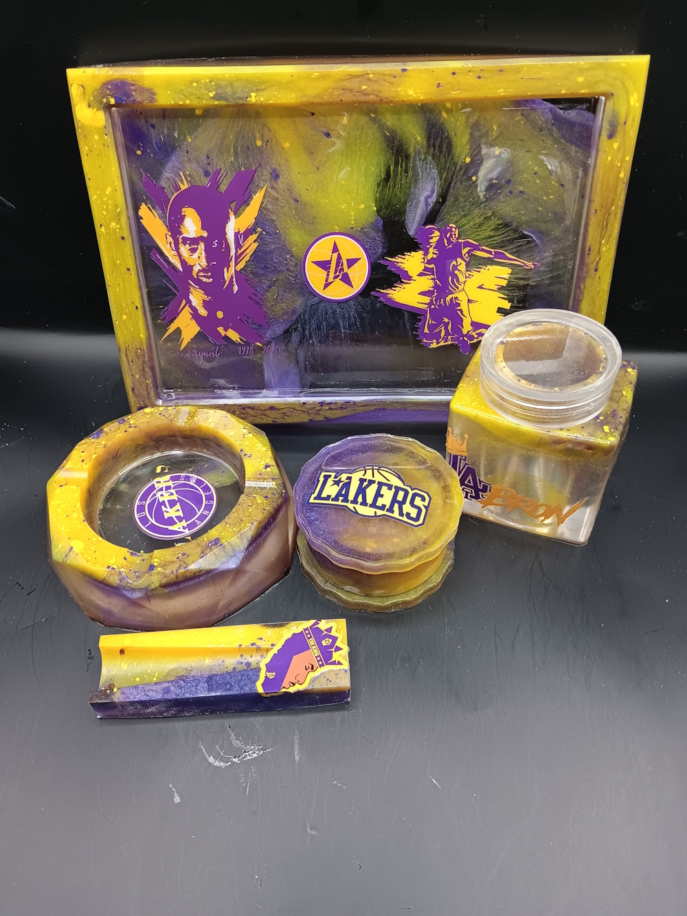 5 Piece Graphic Rolling Tray Set
