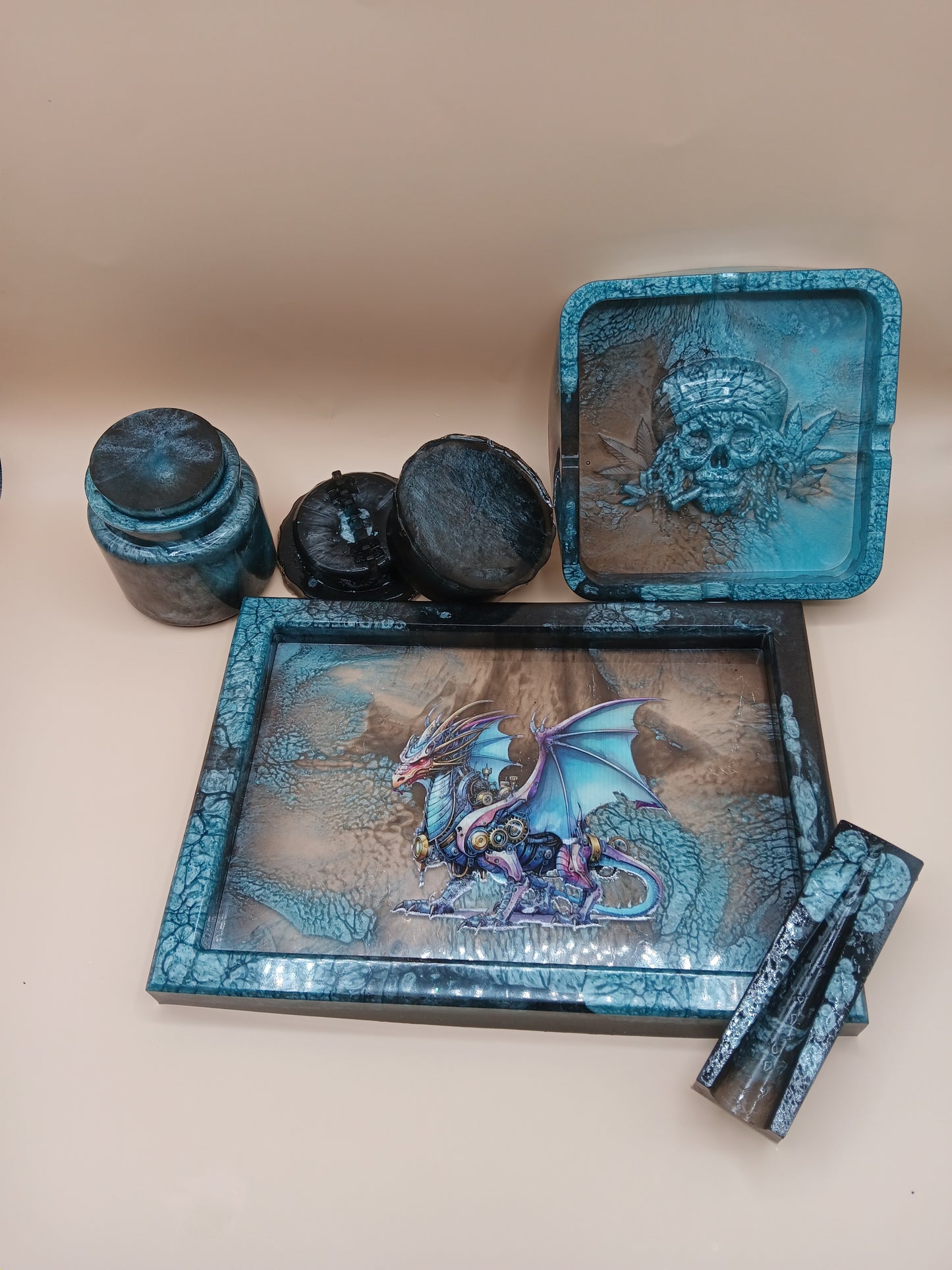 5 Piece Rolling Tray Set