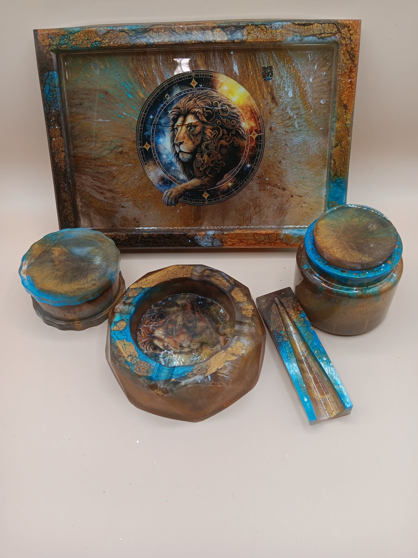 5 Piece Rolling Tray Set