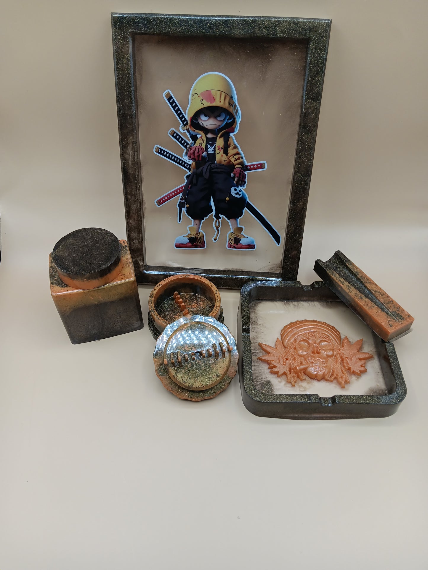 5 Piece Graphic Rolling Tray Set