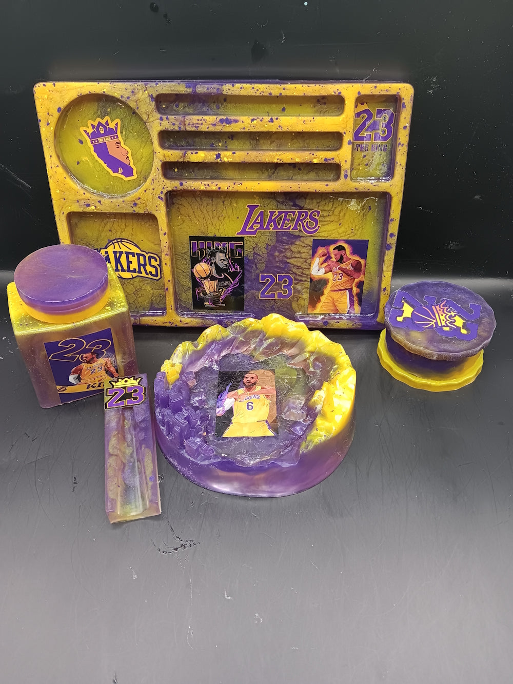 5 Piece Graphic Rolling Tray Set