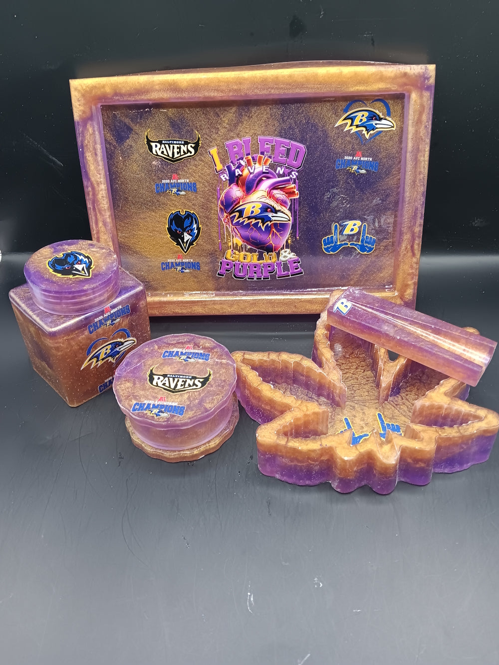 5 Piece Graphic Rolling Tray Set